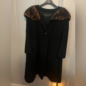 Vintage boucle fur trimmed coat